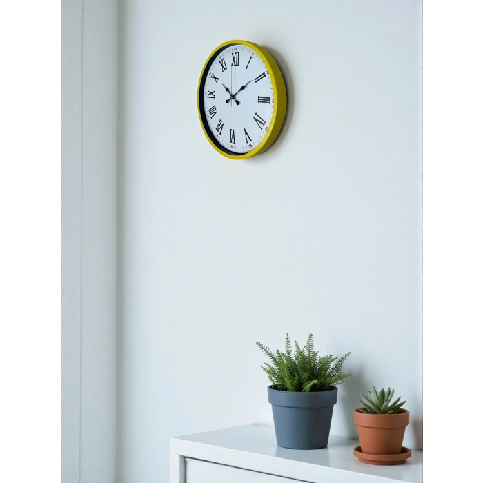 Zentime 36 Cm Sarı Dekoratif Duvar Saati