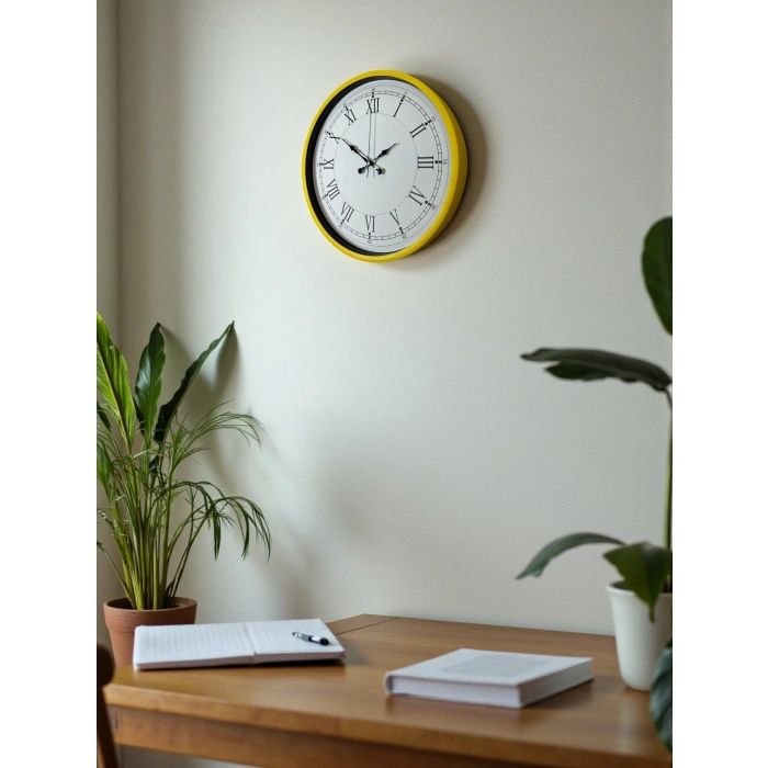 Zentime 36 Cm Sarı Dekoratif Duvar Saati