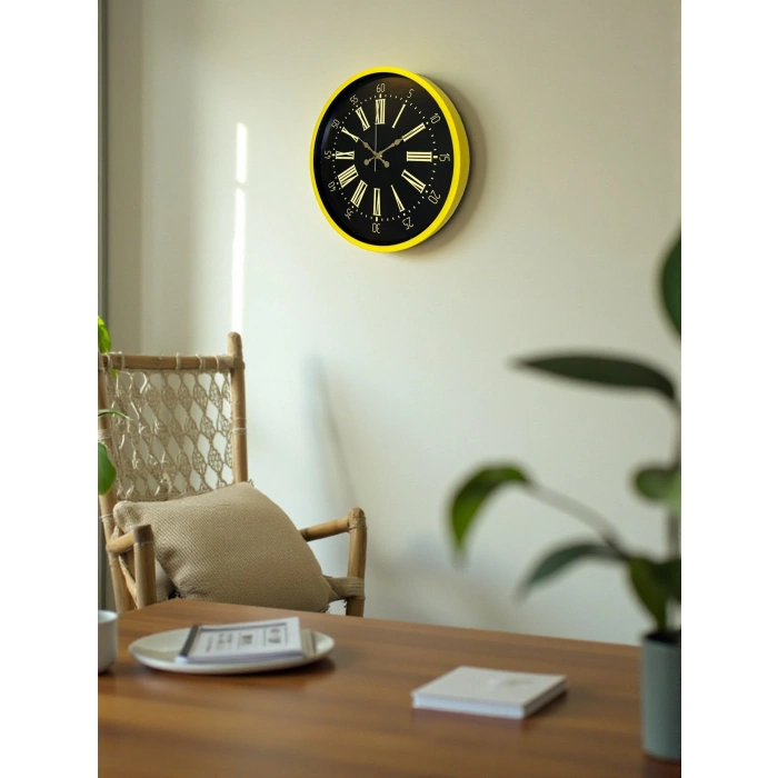 Zentime 36 Cm Sarı Dekoratif Duvar Saati
