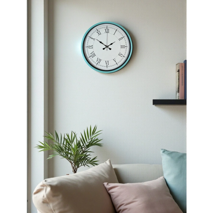 Zentime 36 Cm Turkuaz Dekoratif Duvar Saati