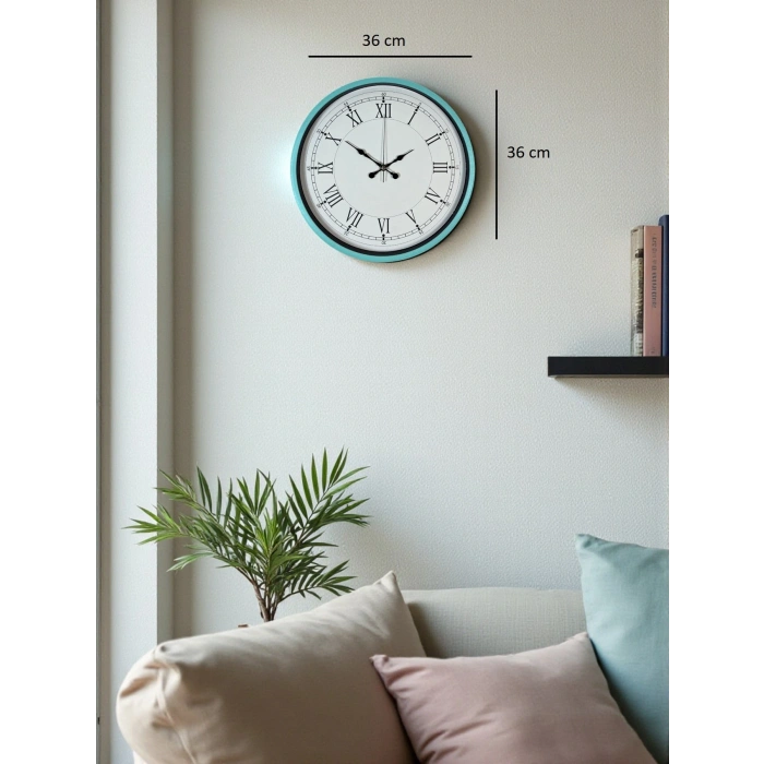 Zentime 36 Cm Turkuaz Dekoratif Duvar Saati