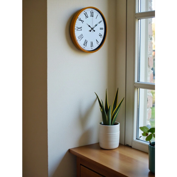 Zentime 36 Cm Turuncu Dekoratif Duvar Saati