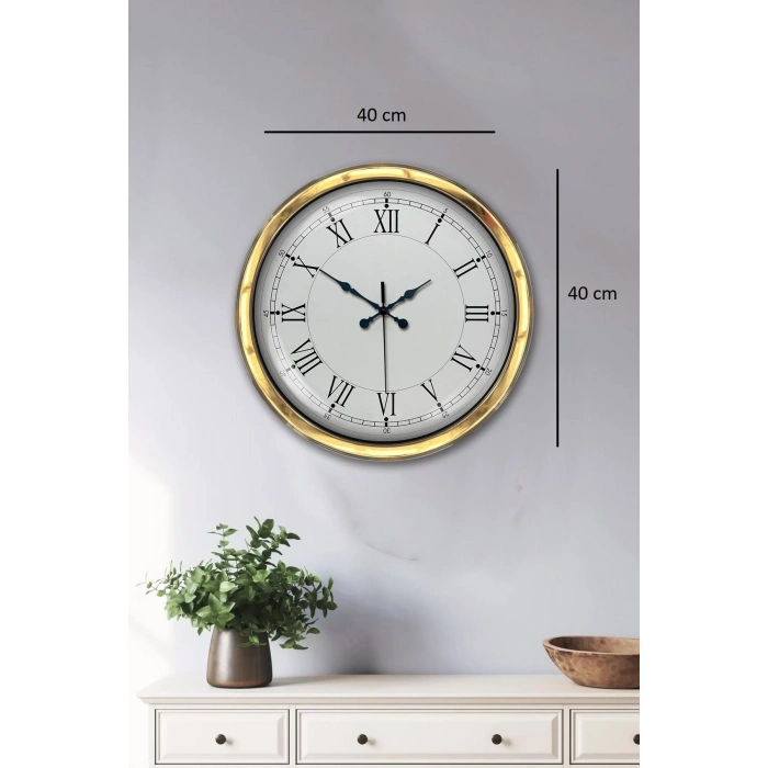 Zentime 40 Cm Gold Lüks Dekoratif Duvar Saati