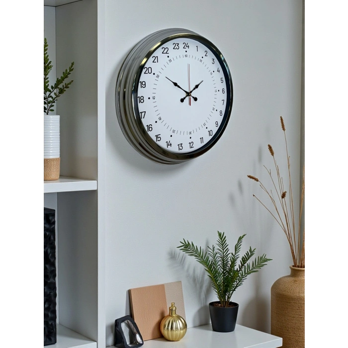 Zentime 40 Cm Krom Şık Duvar Saati