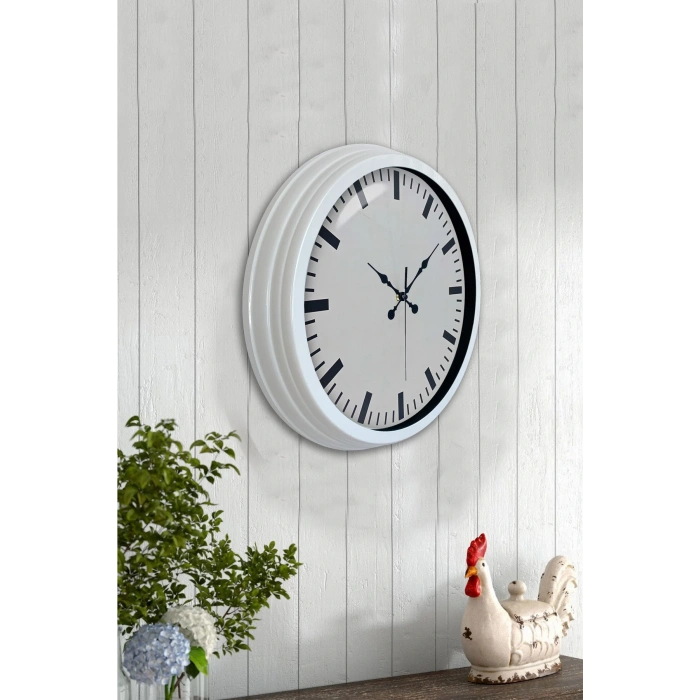 Zentime 40 Cm Metal  Beyaz Modern Duvar Saati