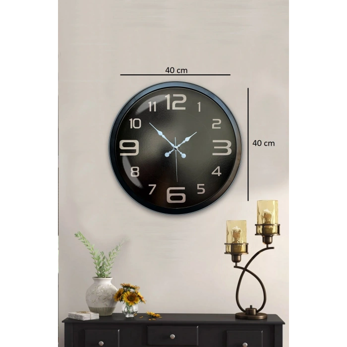 Zentime 40 Cm Siyah Şık Duvar Saati