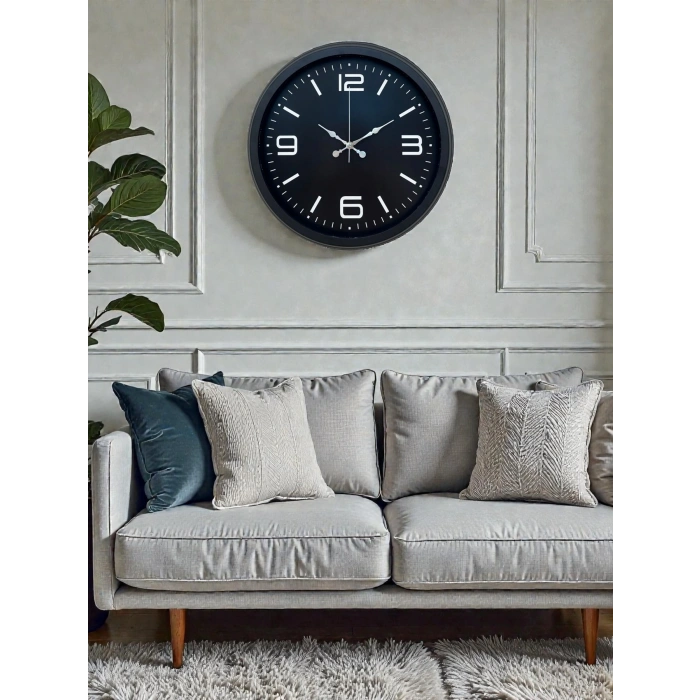 Zentime Black Royal Tasarım 40 Cm Metal Duvar Saati