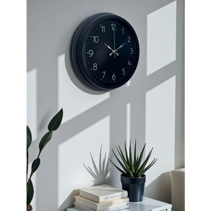 Zentime Classic Black Zarif 40 Cm Metal Duvar Saati