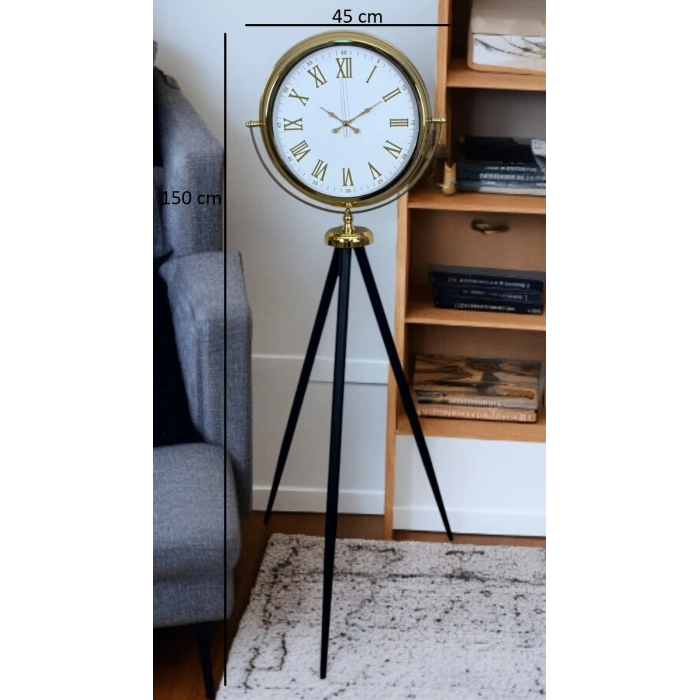 Zentime Gold Göz Alıcı Tripod Ayaklı Duvar Saati