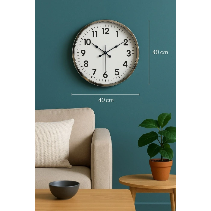 Zentime Krom Elegance 40 Cm Metal Standart Duvar Saati