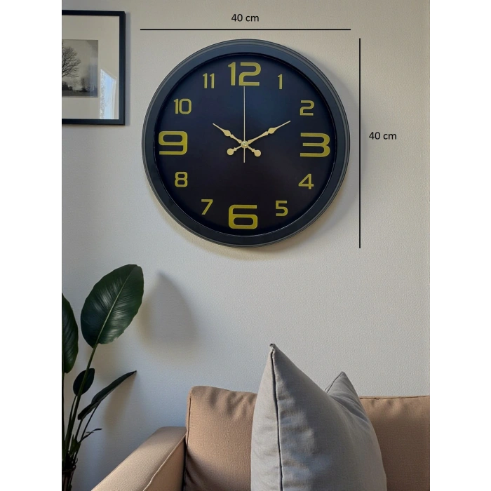 Zentime Prime Black 40 Cm Metal Modern Tasarım Duvar Saati