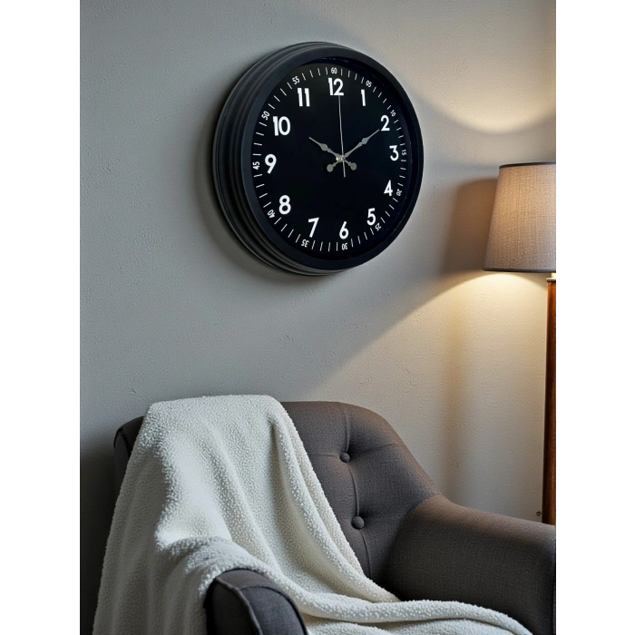 Zentime Pure Dark Black 40 Cm Metal Duvar Saati