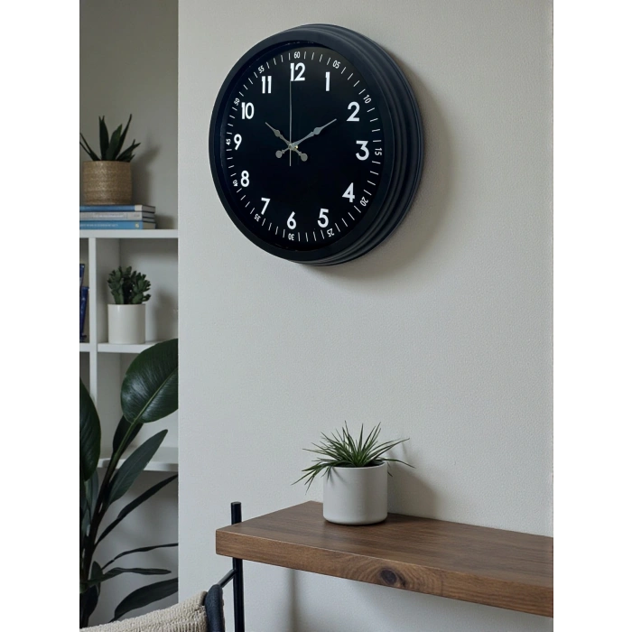 Zentime Pure Dark Black 40 Cm Metal Duvar Saati