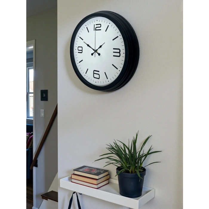 Zentime Sade & Şık Siyah 40 Cm Metal Dekoratif Duvar Saati