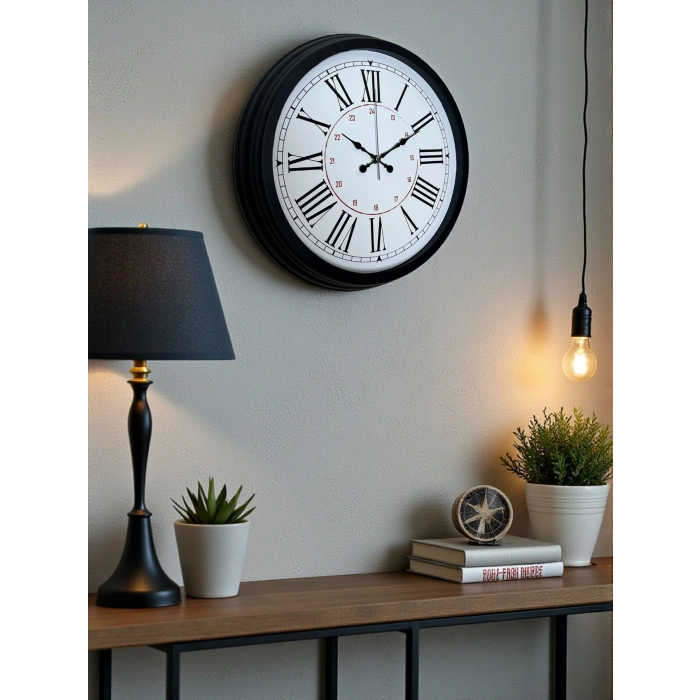 Zentime Siyah Asil Tasarım Roma Rakamlı 40 Cm Metal Duvar Saati