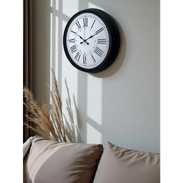 Zentime Siyah Asil Tasarım Roma Rakamlı 40 Cm Metal Duvar Saati