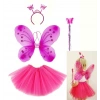 Fuşya Kelebek Kostüm Aksesuar Seti 4 Parça