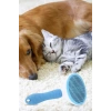 Leyloş Kedi Köpek Tüy Toplayıcı Kendini Temizleyebilen Ergonomik Saplı Evcil Hayvan Tarağı Mavi