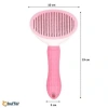 Leyloş Kedi Köpek Tüy Toplayıcı Kendini Temizleyebilen Ergonomik Saplı Evcil Hayvan Tarağı Pembe
