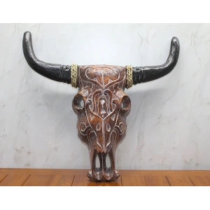 Ahşap Duvara Asmalı Bufalo Kafası