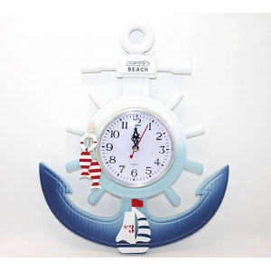 Ahşap Marin Dümenli Ve Çapa Tasarımı Saat Model 1