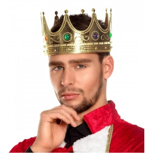 Altın Renk Yetişkin Çocuk Uyumlu Kral Tacı 60 Cm