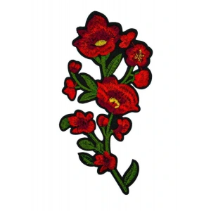 Aplike Ütü İle Yapışan Büyük Çiçek Kırmızı Arma 10x7 Cm