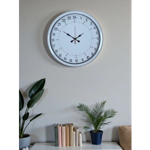 Beyaz 40 Cm Metal 24 Saat Göstergeli Özel Tasarım Duvar Saati