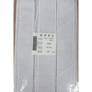 Dantel Polyester Güpür Bant Beyaz 15 Metre En 3 Cm On-1651-b