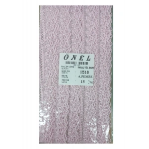 Dantel Polyester Sanal Tül Bant Açık Pembe 15 Metre En 3 Cm On-1518-ap