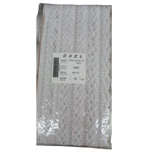 Dantel Polyester Sanal Tül Bant Beyaz 15 Metre En 6 Cm On-1661-b