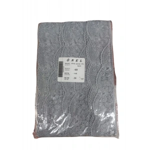 Dantel Polyester Sanal Tül Bant Gri 20 Metre En 6 Cm On-60-g