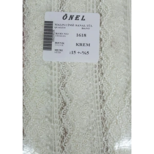 Dantel Polyester Sanal Tül Bant Krem 15 Metre En 3 Cm On-1618-kr