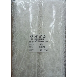 Dantel Polyester Sanal Tül Bant Krem 20 Metre En 6 Cm On-652-kr