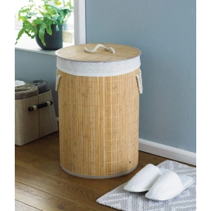 Decohandy Yuvarlak Bambu Kirli Sepeti