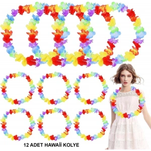 Hawaii Çiçekli Boyun Kolyesi 12 Adet