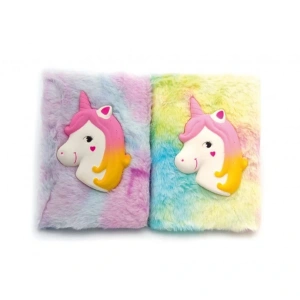 Kabartmalı Unicorn Tasarımlı Peluş Hatıra Defteri