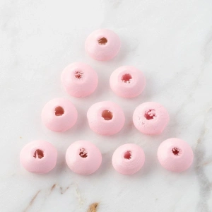 Leyloş 10 Adet Pembe Yassı Ahşap Boncuk