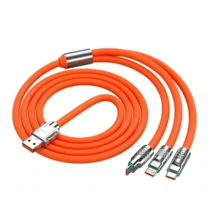 Leyloş 3 İn 1 Type-c + Micro Usb + Lightning Hızlı Şarj Kablosu Silikon Kablo 1 Metre Opp Ambalaj