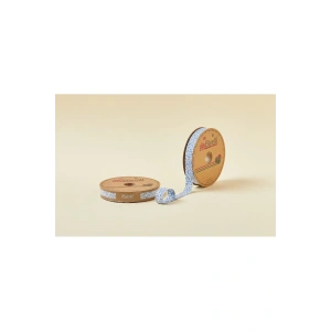 Leyloş Çiçekli Katlı A01 Mavi 2 Cm 25 Metre %65 Koton %35 Polyester