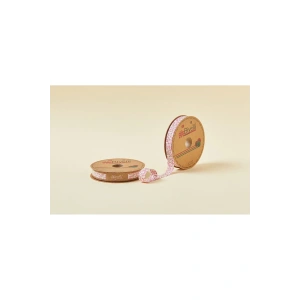 Leyloş Çiçekli Katlı A02 Pembe 2 Cm 25 Metre %65 Koton %35 Polyester