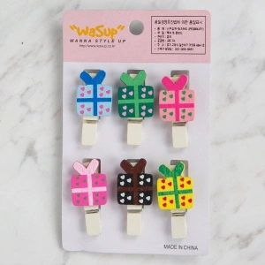 Leyloş Dekoratif Hediye Kutu Desenli Mandal 6 Lı