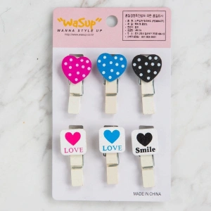 Leyloş Dekoratif Kalp Desenli Mandal 6 Lı