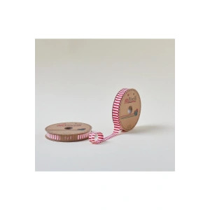 Leyloş Kalın Çizgili Katlı F03 Kırmızı 2 Cm 25 Metre %65 Koton %35 Polyester