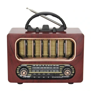 Leyloş Orta Boy Retro Ahşap Tasarım Bluetooth Hoparlörlü Radyo – Fm/am Destekli, Şarjlı Ve Taşınabiliri Radyo Ns-6636