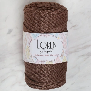 Leyloş Polyester Soft Macrame Kahverengi El Örgü İpi - Lm032 - 34438