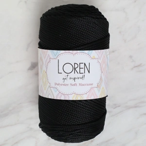 Leyloş Polyester Soft Macrame Siyah El Örgü İpi - Lm040 - 34445