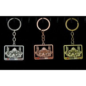 Metal Ayasofya Anahtarlık Kare Tasarım