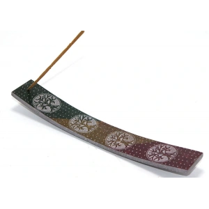 Obsidian Taşı Hayat Ağacı Tasarımlı Kayık Tütsülük