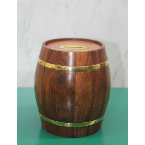 Pirinç Ahşap Fıçı Kumbara